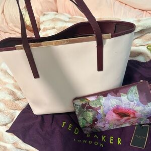 Ted Baker Pink and Burgundy Floral Tote Set
